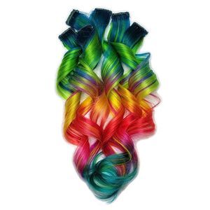 16" Electrified Rainbow Clip in Human Hair Extensions Long Mult-Colored